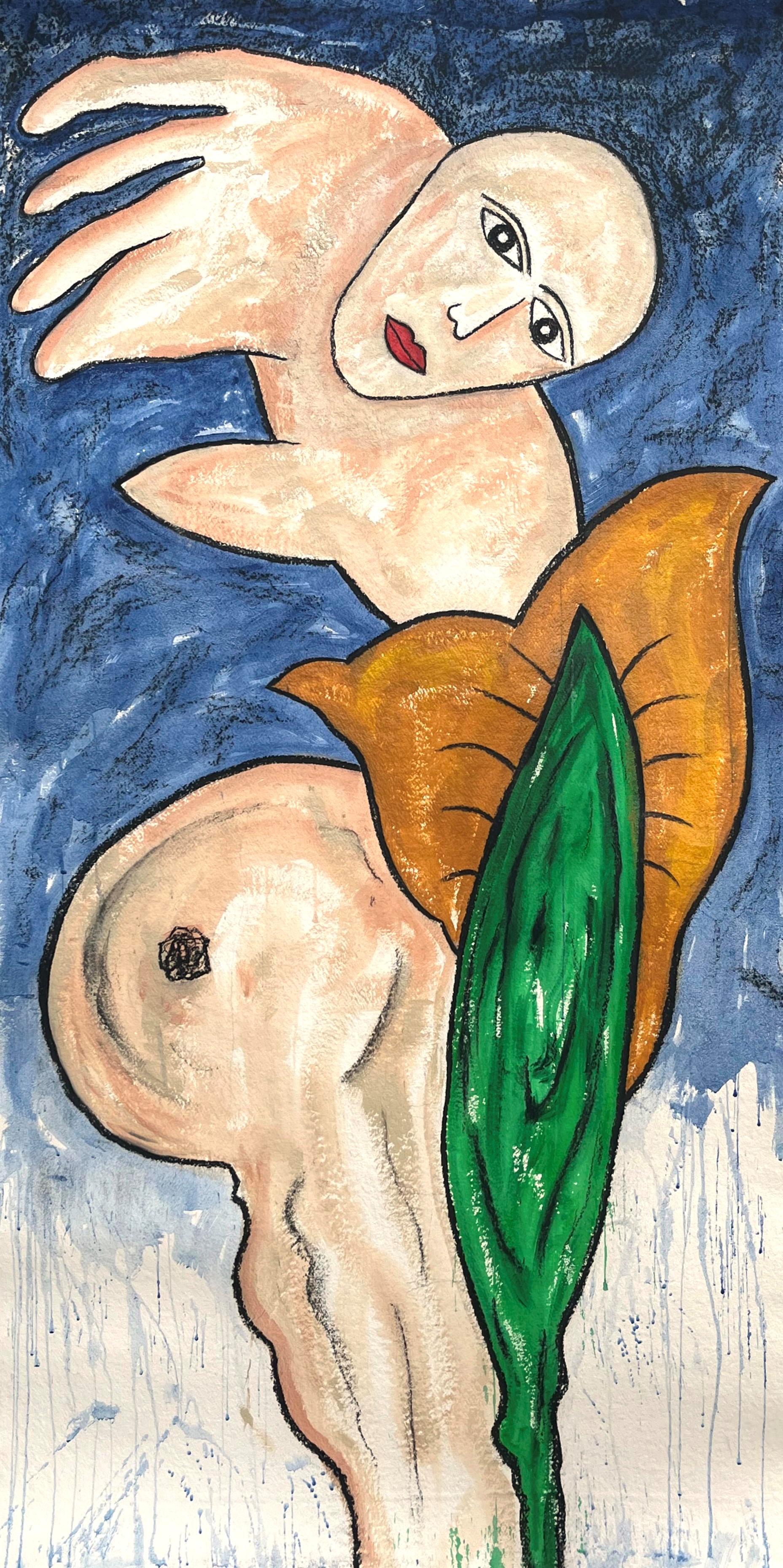 Schwarzinger Ohne Titel, 2024, Mischtechnik/Bütten, 179x89 cm
